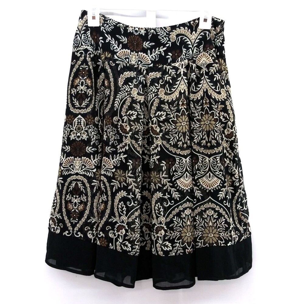 Worthington Black Brown Floral Paisley Womens Career Skirt - Size 4